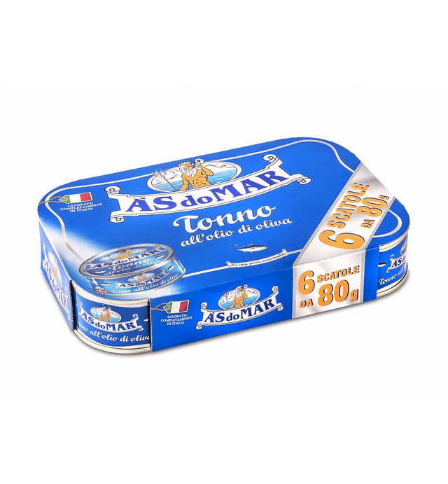 Asdomar: Set of 6 Cans of Tuna Fish in Olive Oil [ Italian Import ]