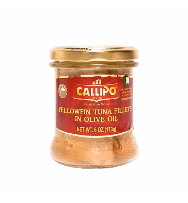 CALLIPO Solid Light Tuna in Olive Oil in a glass Jar - 6 oz (170 g) (Pack of 6)