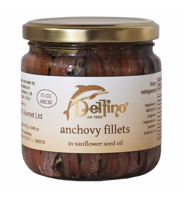 Delfino Battista Anchovies Fillet in Oil from Cetara, Italy | 14.5 Ounce