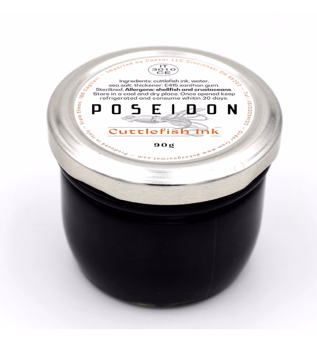 Poseidon Cuttlefish Squid Ink, Tinta Calamar, Nero di seppia, 90g / 3.2 oz ea jar from Sardinia Italy