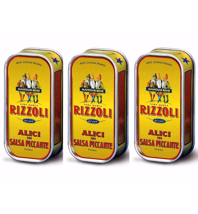 Alici Rizzoli fillets of anchovies in spicy sauce 3 boxes of 90 gr