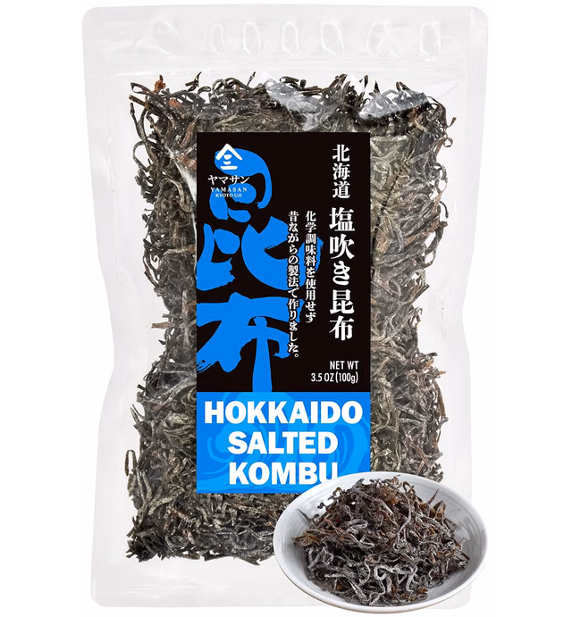 Kombu Salted -Hokkaido seaweed 100%, No Chemical Additive, Japanese traditional superfood "Shio Kombu"- 100G(3.5OZ)【YAMASAN】