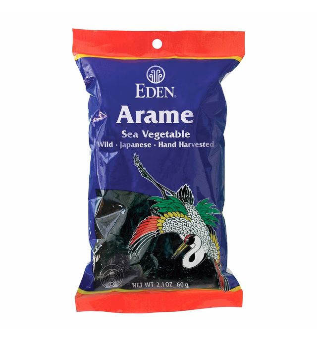 Eden Arame, Japanese Wild Sea Vegetable, Natural Seaweed, Hand Harvested, Chopped, Cooked, and Sun-Dried, Japan, 2.1 oz