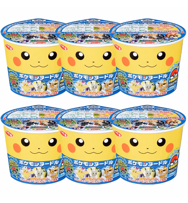 Pokemon Noodle Seafood Taste 1.3oz 6pcs Set Japaneese Instant Noodle Pikachu Sanyo Ninjapo