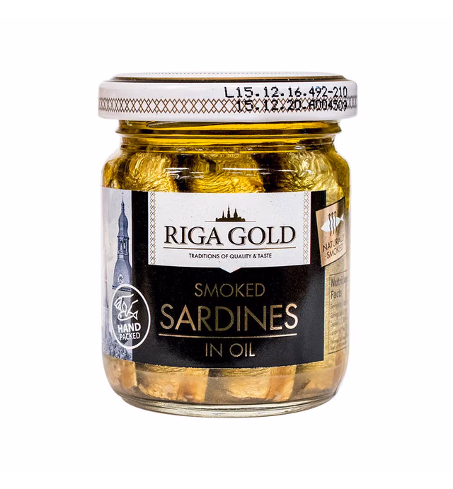 Riga Gold Smoked Brisling Sardines in Oil 3.53 ounce (Pack of 15)