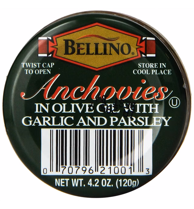Bellino Garlic and Parsley Anchovies, 4.2 Ounce Jar