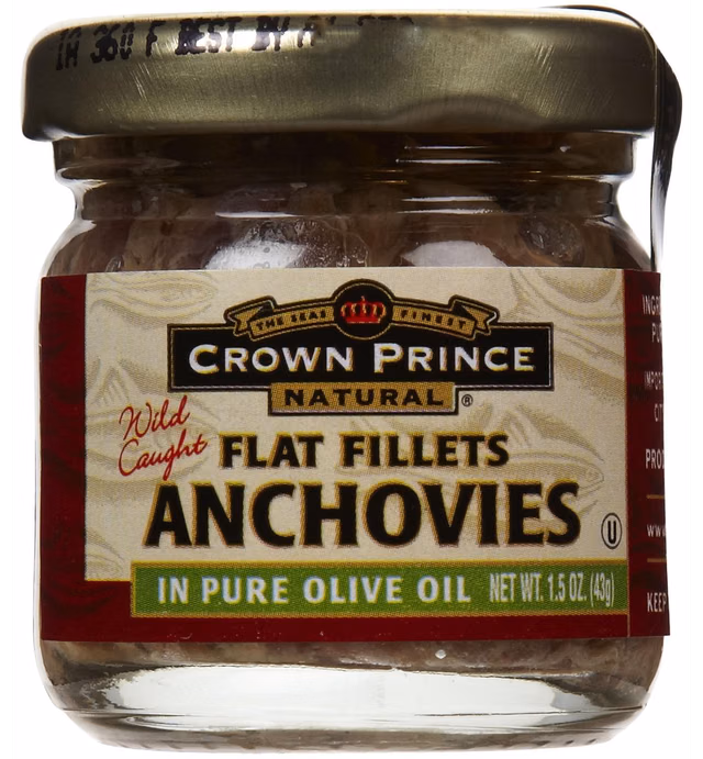 Crown Prince Flat Anchovies, In Oil, 1.5 oz