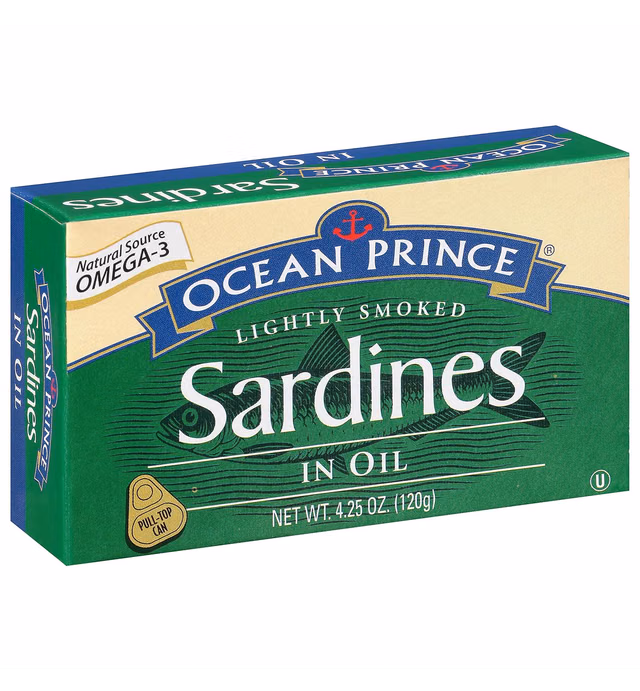Ocean Prince Sardines in Oil, 4.25-Ounce Cans (Pack of 12)