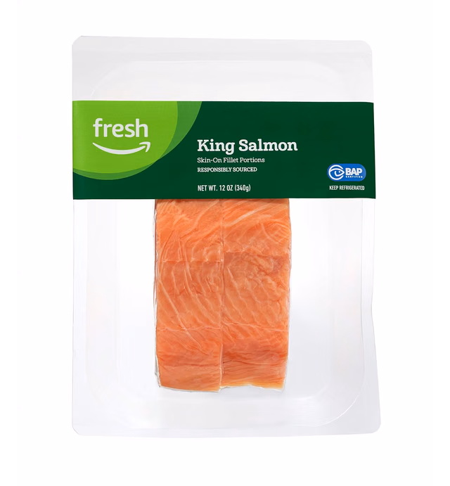 Fresh Brand – King Salmon Skin-On Fillet Portions, 12 oz, Responsibly Sourced (Previously Frozen)