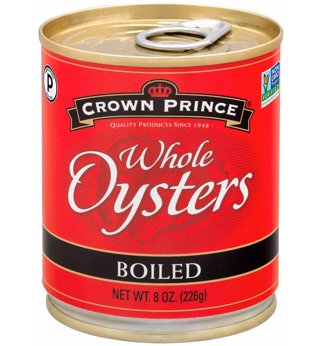 Crown Prince Whole Boiled Oysters, 8-Ounce Cans