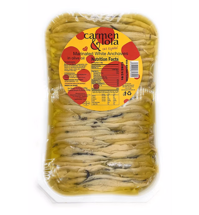 Carmen & Lola White Anchovies Boquerones in Vinegar and Olive Oil 5.29 oz 28 units (150 g)