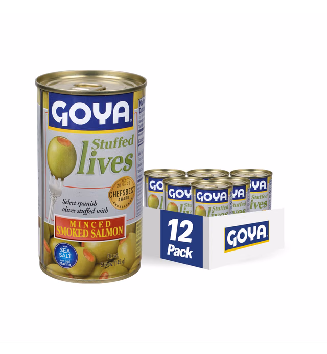 Goya Foods Manzanilla Olives Stuffed with Salmon, 5.25 Ounce (Pack of 12)
