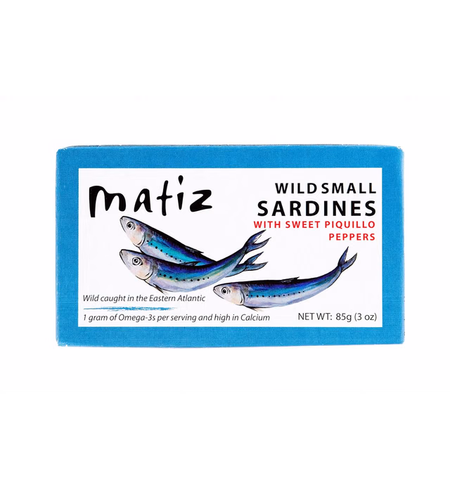 Matiz Sardinillas with Sweet Piquillo Peppers - Wild Caught, Baby Sardines (3 oz. - 3 Pack)
