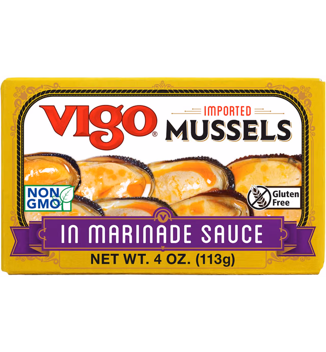 Vigo Premium Imported Canned Seafood, Mussels in Marinade Sauce, Specialty Flavored, Perfect for Recipes and Dishes (Mussels in Marinade Sauce, 4 Ounce (Pack of 10))