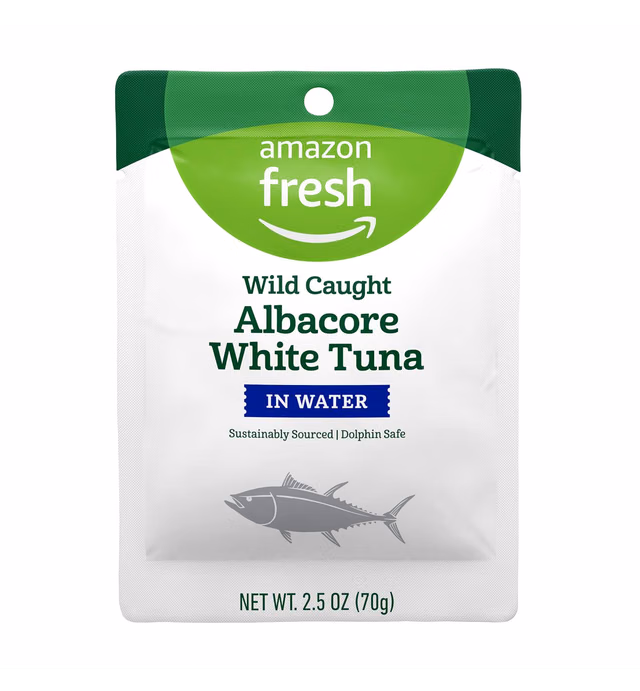 Amazon Fresh - White Chunk Albacore Tuna Pouch In Water, 2.5 oz.