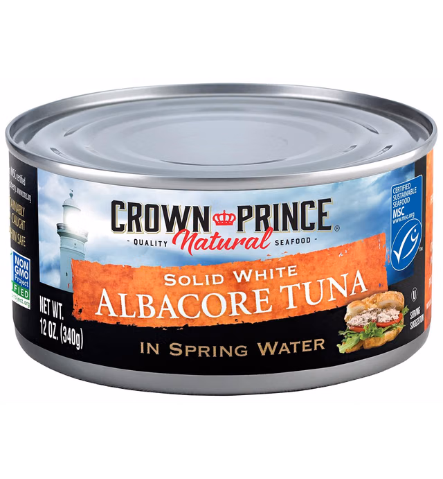 Crown Prince Natural Solid White Albacore Tuna in Spring Water, 12-Ounce Cans (Pack of 12)