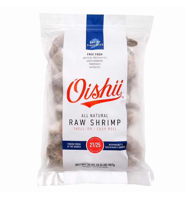 Oishii Raw Easy Peel White Shrimp, 21/25 ct. 2 Lb (Frozen)