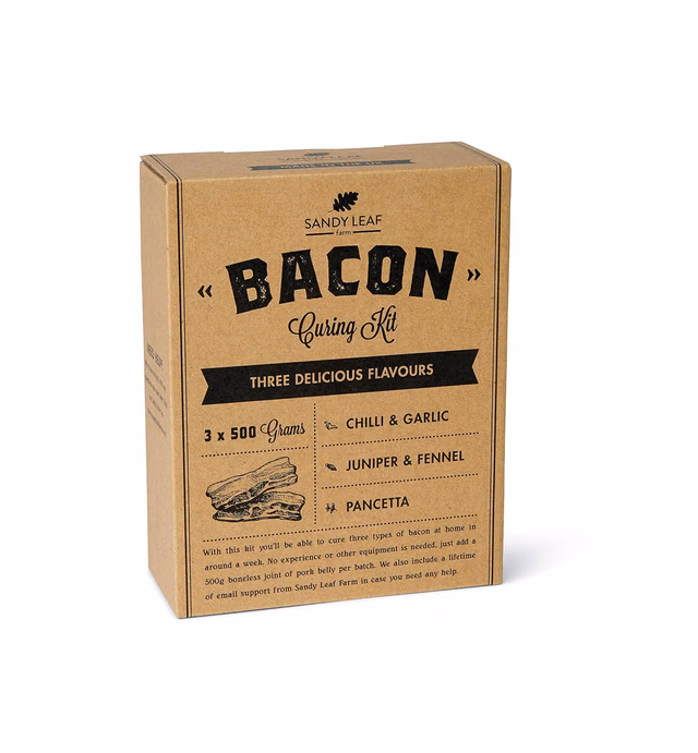 Bacon Curing Kit - Cure Your own Bacon in Three Delicious Flavours - Pancetta, Fennel & Juniper and Chilli & Garlic