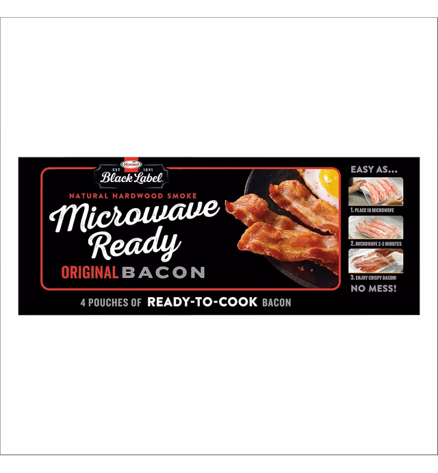 HORMEL BLACK LABEL Bacon, Microwave Ready, 12 oz.