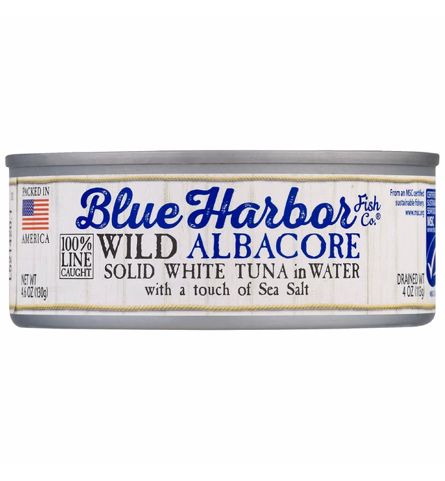 Blue Harbor Fish Co. Wild Albacore Solid White Tuna in Water with Sea Salt - 4.6 oz Can (Pack of 12)