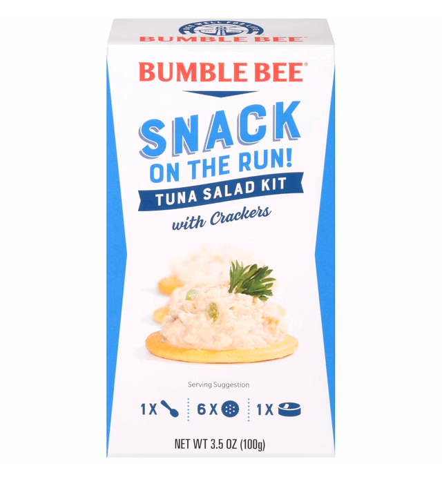 Bumble Bee Snack On The Run Tuna Salad with Crackers Kit - Ready to Eat, Spoon Included - Wild Caught Tuna - Shelf Stable & Convenient Protein Snack, 3.5 oz (Pack of 12)