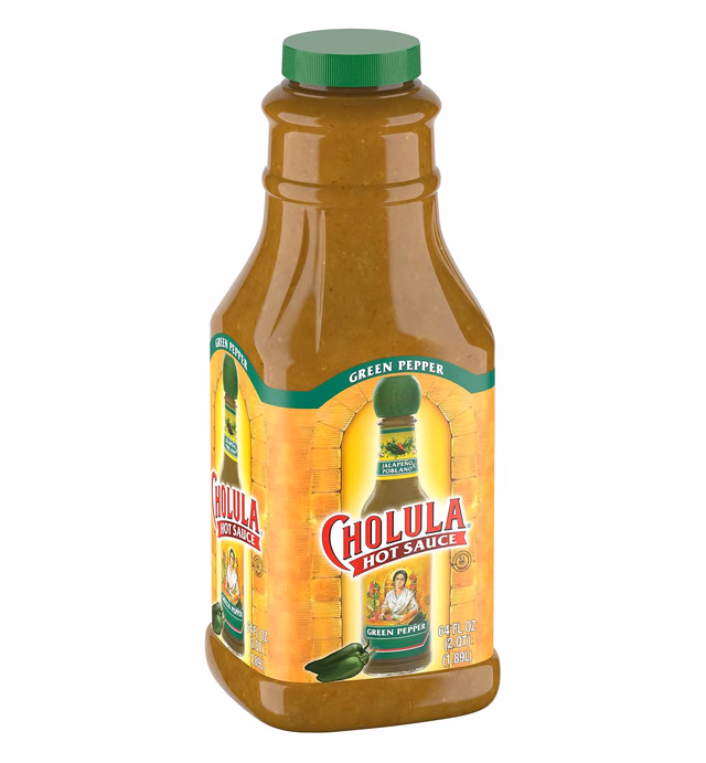 Cholula Green Pepper Hot Sauce, 64 fl oz - One 64 Fluid Ounce Bulk Container of Green Jalapeno Hot Sauce, Perfect for Eggs, Fried Chicken, Tuna and More