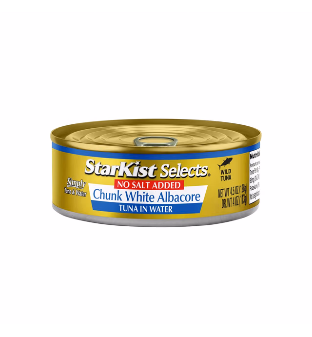 StarKist Selects No Salt Added Chunk White Albacore Tuna in Water - 4.5 oz Can (Pack of 12)