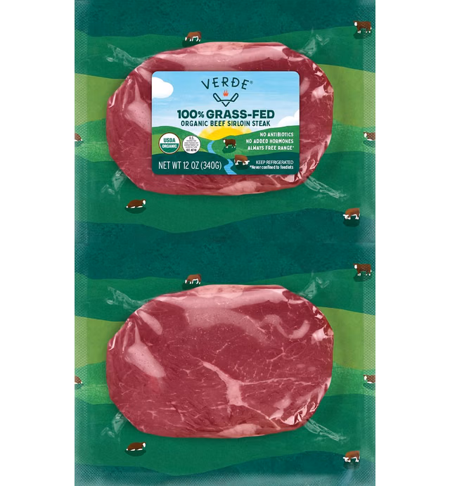 Verde Farms Organic 100% Grass-Fed Perfect Portion Sirloin Steaks, 12 oz
