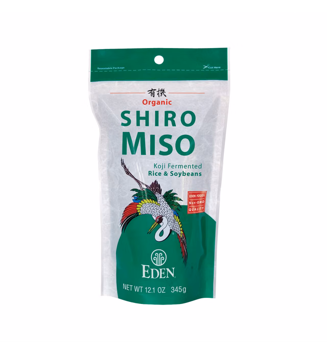 Eden Organic Shiro Miso, Sweet White Miso Paste, Less Sodium, Koji Fermented Rice and Non-GMO Soybeans, Traditionally Made in Japan, 12.1 oz