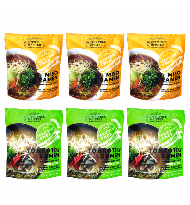 Gluten Free Meister Japanese Ramen - Miso & Tonkotsu Variety 6pk (Vegan/Vegetarian)