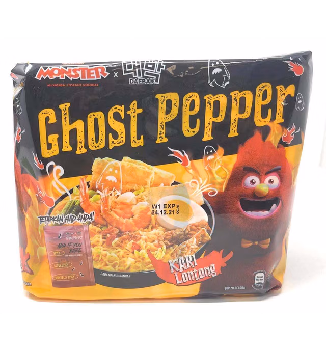 Daebak Spicy Black Instant Noodles, Ghost Pepper, Tik Tok Challenge, Spicest Noodle ever created, Authentic Recipe Hottest in the World Asmr (4 Packs Creamy Curry)