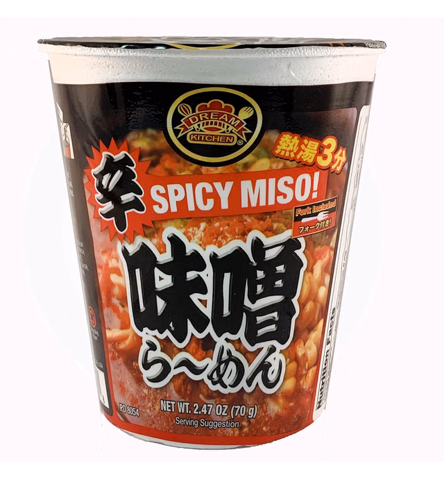 DREAM KITCHEN CUP RAMEN SPICY MISO BOX 2.47 Ounce (Pack of 12) (Spicy Miso)
