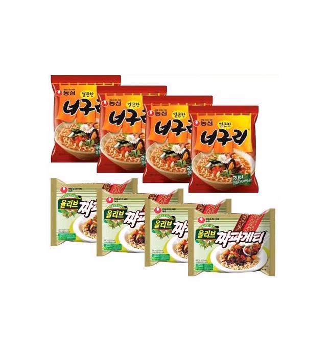 Ramen Man Set A-53 (Neoguri x4 , Chapagetti x4) 라면만 세트 A-53 (너구리 x4, 짜파게티 x4)