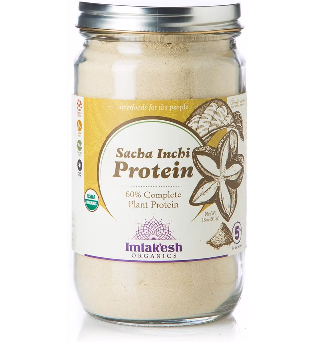 Imlak'esh Organics, Sacha Inchi Protein (14-Ounce Glass Jar), Protein Powder — 8g per Serving | Keto | Paleo | Organic | Regenerative | Gluten-Free | Non-GMO