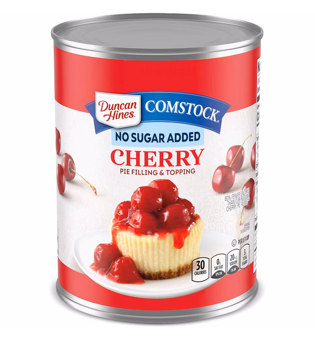 Duncan Hines Comstock No Sugar Added Pie Filling & Topping, Cherry, 20 Ounce (Pack of 8)