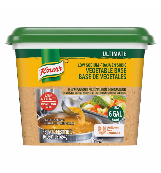 Knorr Professional Ultimate Low Sodium Vegetable Paste Base Gluten Free, Vegetarian, No Artificial Flavors or Preservatives, No MSG added, Colors from Natural Sources, 1 Pound (Pack of 6)