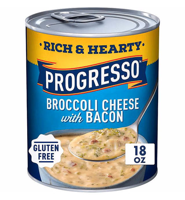 Progresso Rich & Hearty, Broccoli Cheese with Bacon Soup, Gluten Free, 12 Cans, 18 oz