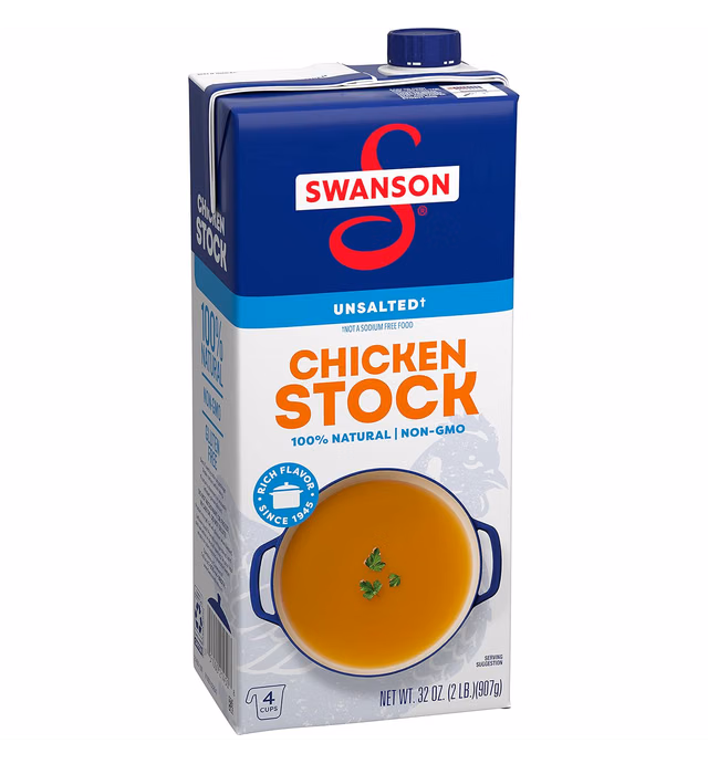 Swanson 100% Natural Unsalted Chicken Stock, 32 Oz Carton