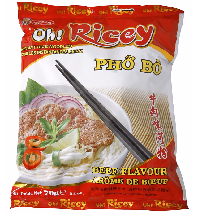 Oh! Ricey Instant Rice Noodle Pho Bo Soup (Beef Flavor) - 2.5oz (Case of 24)